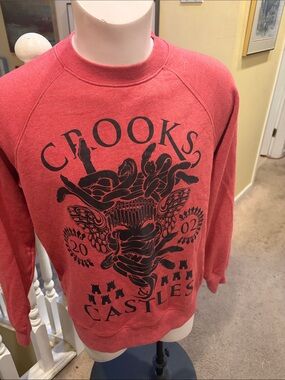 Crooks & Castles Coral-Red Graphic Crewneck Sweatshirt